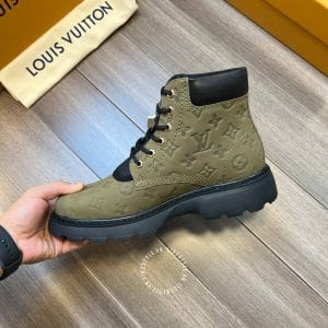 Giày nam Louis Vuitton cổ cao màu xanh rêu cực chất - Hình ảnh 7
