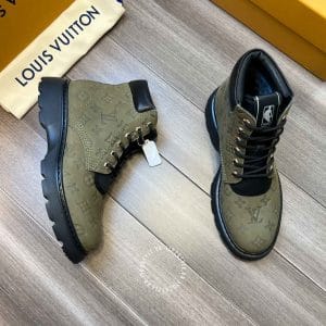 Giày nam Louis Vuitton cổ cao màu xanh rêu cực chất - Hình ảnh 3