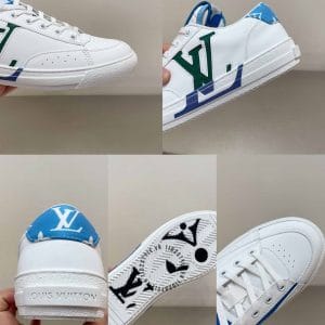 Giày nam Louis Vuitton charlie sneaker màu trắng họa tiết xanh - Ảnh 8