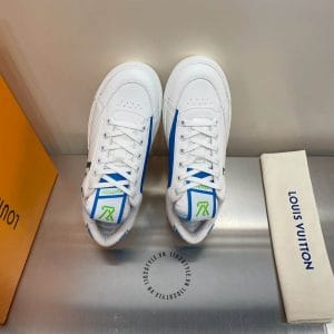 Giày nam Louis Vuitton charlie sneaker màu trắng họa tiết xanh - Ảnh 2