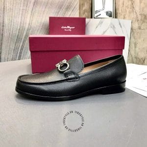 Giày Salvatore Ferragamo nam loafer màu đen da sần cao cấp - Ảnh 5
