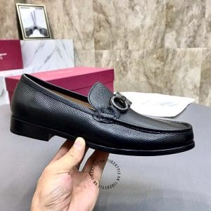 Giày Salvatore Ferragamo nam loafer màu đen da sần cao cấp - Ảnh 6
