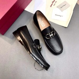 Giày Salvatore Ferragamo nam loafer màu đen da sần cao cấp - Ảnh 4