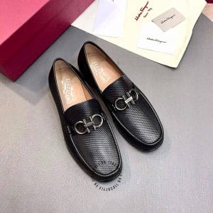 Giày Salvatore Ferragamo nam loafer màu đen da sần cao cấp - Ảnh 2