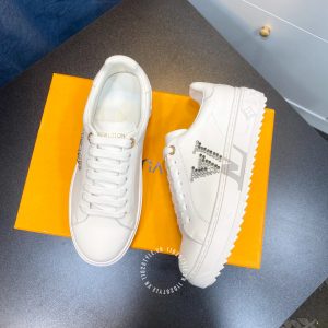 Giày nam siêu cấp Louis Vuitton sneaker màu trắng logo đính đá - Hình ảnh 5