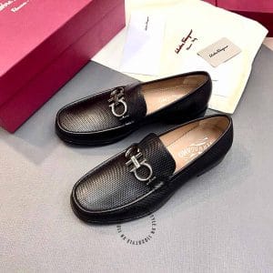 Giày Salvatore Ferragamo nam loafer màu đen da sần cao cấp - Ảnh 3