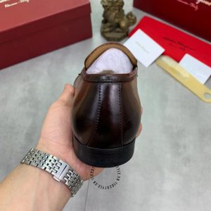 Giày nam Salvatore Ferragamo màu nâu thiết kế logo lệch - Ảnh 7