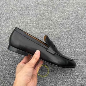 Giày lười Louis Vuitton da trơn màu đen đế cứng bản like auth - Hình ảnh 6