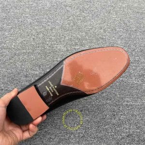 Giày lười Louis Vuitton da trơn màu đen đế cứng bản like auth - Hình ảnh 9