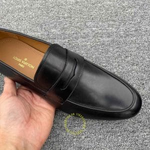Giày lười Louis Vuitton da trơn màu đen đế cứng bản like auth - Hình ảnh 5