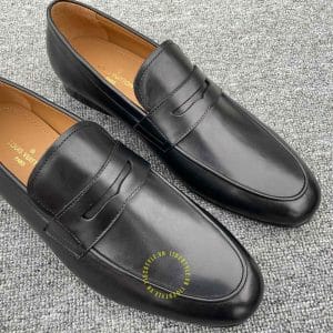 Giày lười Louis Vuitton da trơn màu đen đế cứng bản like auth - Hình ảnh 4
