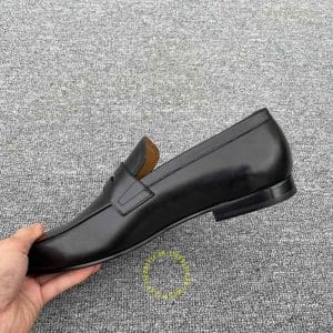 Giày lười Louis Vuitton da trơn màu đen đế cứng bản like auth - Hình ảnh 7