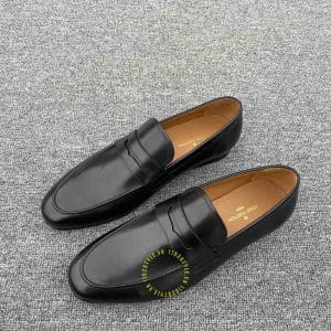 Giày lười Louis Vuitton da trơn màu đen đế cứng bản like auth - Hình ảnh 2