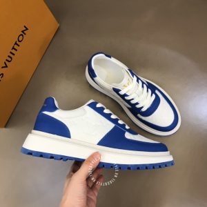 Giày nam thể thao hàng hiệu LV Sneakers màu trắng phối xanh - Ảnh 4