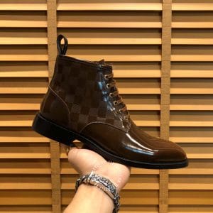 Giày Louis Vuitton boot nam màu nâu cổ giày họa tiết caro - Ảnh 5