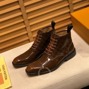Giày Louis Vuitton boot nam màu nâu cổ giày họa tiết caro - Ảnh 3