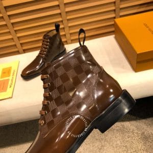 Giày Louis Vuitton boot nam màu nâu cổ giày họa tiết caro - Ảnh 7