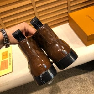 Giày Louis Vuitton boot nam màu nâu cổ giày họa tiết caro - Ảnh 8