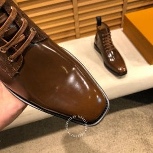 Giày Louis Vuitton boot nam màu nâu cổ giày họa tiết caro - Ảnh 6