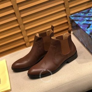 Giày Louis Vuitton cổ cao chelsea boot nam da bò màu nâu replica 1:1 - Ảnh 3
