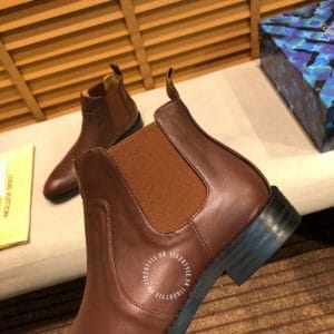 Giày Louis Vuitton cổ cao chelsea boot nam da bò màu nâu replica 1:1 - Ảnh 6