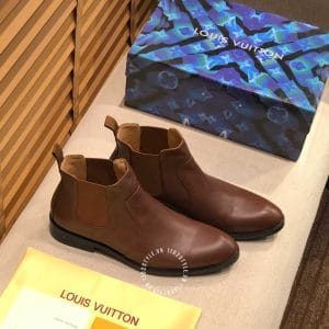 Giày Louis Vuitton cổ cao chelsea boot nam da bò màu nâu replica 1:1 - Ảnh 2