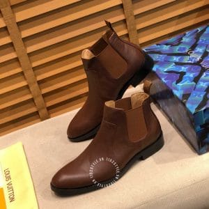 Giày Louis Vuitton cổ cao chelsea boot nam da bò màu nâu replica 1:1 - Ảnh 4
