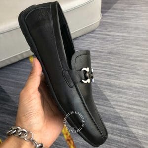 Giày Salvatore Ferragamo nam đen trơn logo kim loại cao cấp - Ảnh 5
