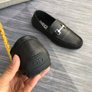 Giày Salvatore Ferragamo nam đen trơn logo kim loại cao cấp - Ảnh 8