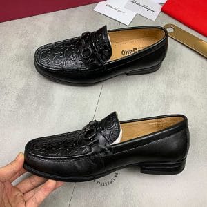 Giày Lười Salvatore Ferragamo nam màu đen họa tiết cá tính - Ảnh 2
