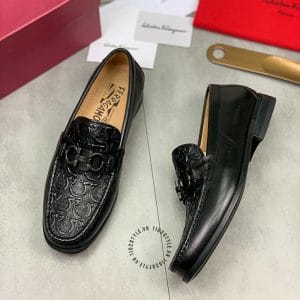 Giày Lười Salvatore Ferragamo nam màu đen họa tiết cá tính - Ảnh 3
