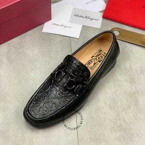Giày Lười Salvatore Ferragamo nam màu đen họa tiết cá tính - Ảnh 6