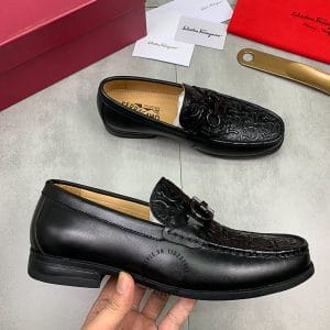 Giày Lười Salvatore Ferragamo nam màu đen họa tiết cá tính - Ảnh 4