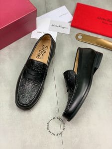 Giày Lười Salvatore nam màu đen họa tiết nổi form ôm chân - Hình ảnh 2