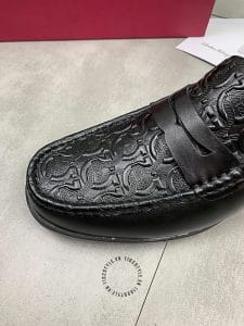 Giày Lười Salvatore nam màu đen họa tiết nổi form ôm chân - Hình ảnh 6