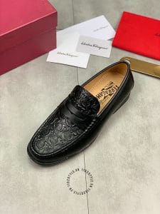 Giày Lười Salvatore nam màu đen họa tiết nổi form ôm chân - Hình ảnh 5