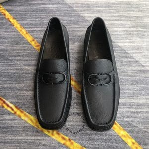 Giày Loafer Salvatore Ferragamo nam màu đen da sần cao cấp