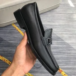 Giày Salvatore Ferragamo màu đen dập vân cá sấu hàng hiệu - Hình ảnh 5