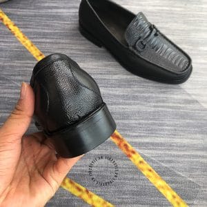 Giày Salvatore Ferragamo màu đen dập vân cá sấu hàng hiệu - Ảnh 8