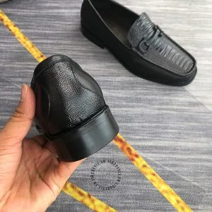 Giày Salvatore Ferragamo màu đen dập vân cá sấu hàng hiệu - Hình ảnh 8