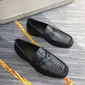Giày Salvatore Ferragamo màu đen dập vân cá sấu hàng hiệu - Hình ảnh 2