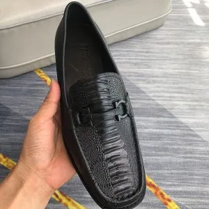 Giày Salvatore Ferragamo màu đen dập vân cá sấu hàng hiệu - Hình ảnh 3