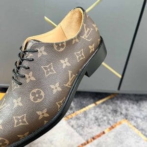 Giày nam hàng hiệu Louis Vuitton màu nâu dây buộc họa tiết Monogam - Ảnh 7