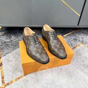 Giày nam hàng hiệu Louis Vuitton màu nâu dây buộc họa tiết Monogam - Ảnh 2