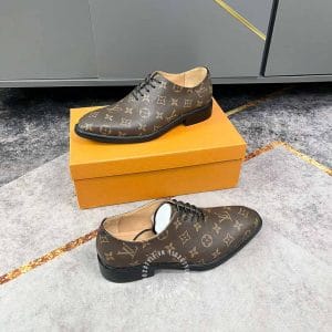 Giày nam hàng hiệu Louis Vuitton màu nâu dây buộc họa tiết Monogam - Ảnh 3