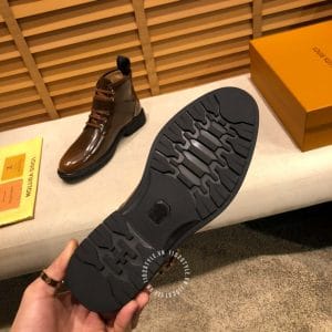 Giày Louis Vuitton cổ cao boot nam da trơn màu nâu phiên bản cài khuy - Ảnh 8