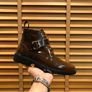 Giày Louis Vuitton cổ cao boot nam da trơn màu nâu phiên bản cài khuy - Ảnh 5