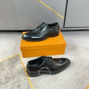 Giày tây nam cao cấp Louis Vuitton da bò xịn màu đen - Hình ảnh 4
