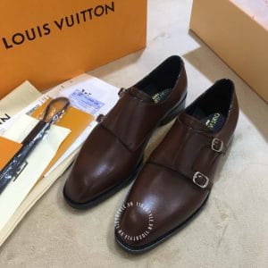 Giày tây Louis Vuitton nâu trơn khóa kim loại đẹp mắt - Hình ảnh 2