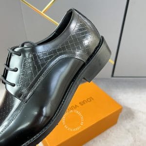 Giày tây nam cao cấp Louis Vuitton da bò xịn màu đen - Hình ảnh 8